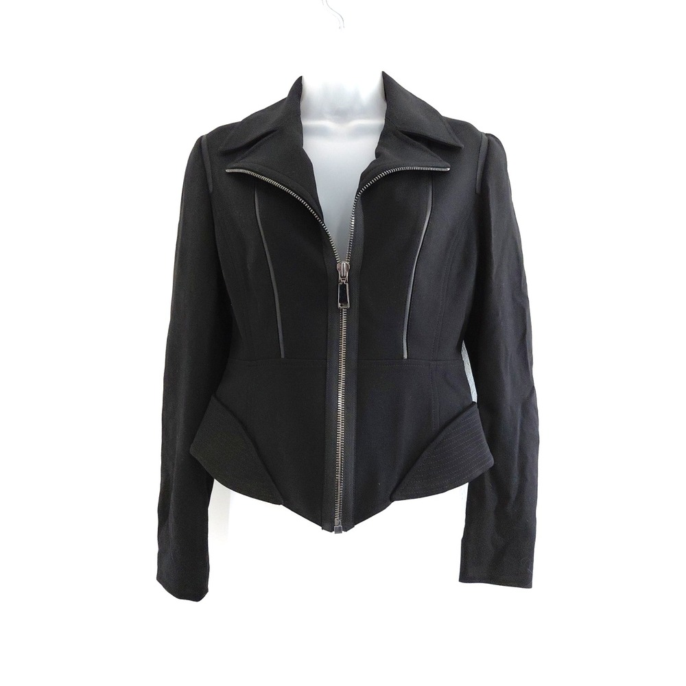 NEW Elie Tahari X Nordstrom Moto Jacket Women 6 Black Modern Zip Crop GABBIE - Picture 1 of 16